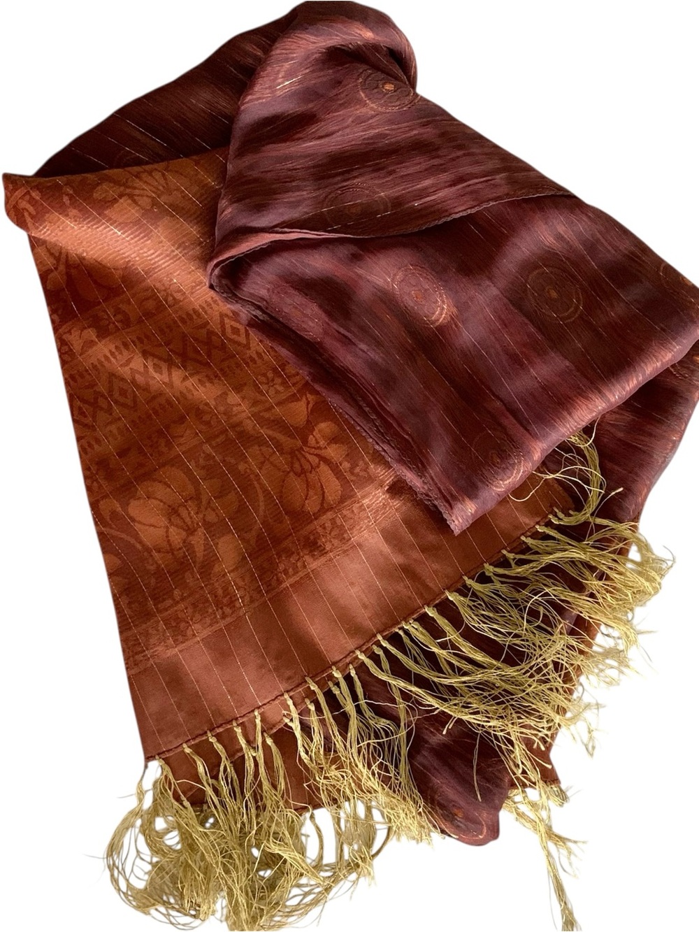 Fringed two-tone sheer wrap